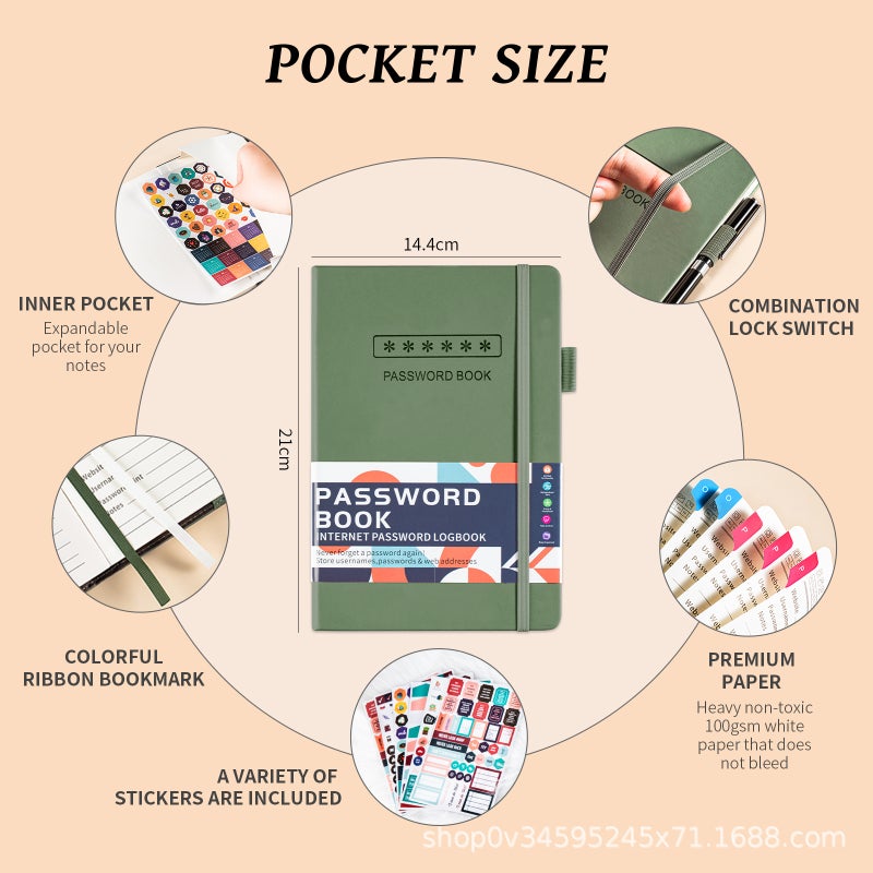 Explosions Strap Account Password Registration Book Internet Website Manager Log Multi-Function Record Book - Image 5